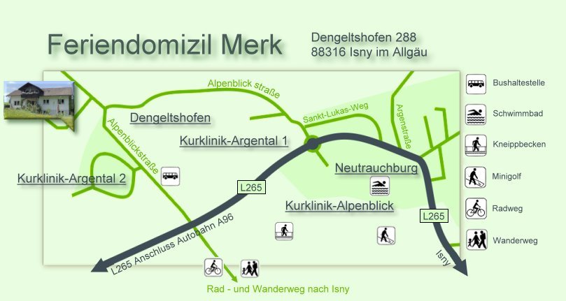 Lageplan zum Feriendomizi Merk. Zwei Ferienwohnungen in ruhiger Lage.